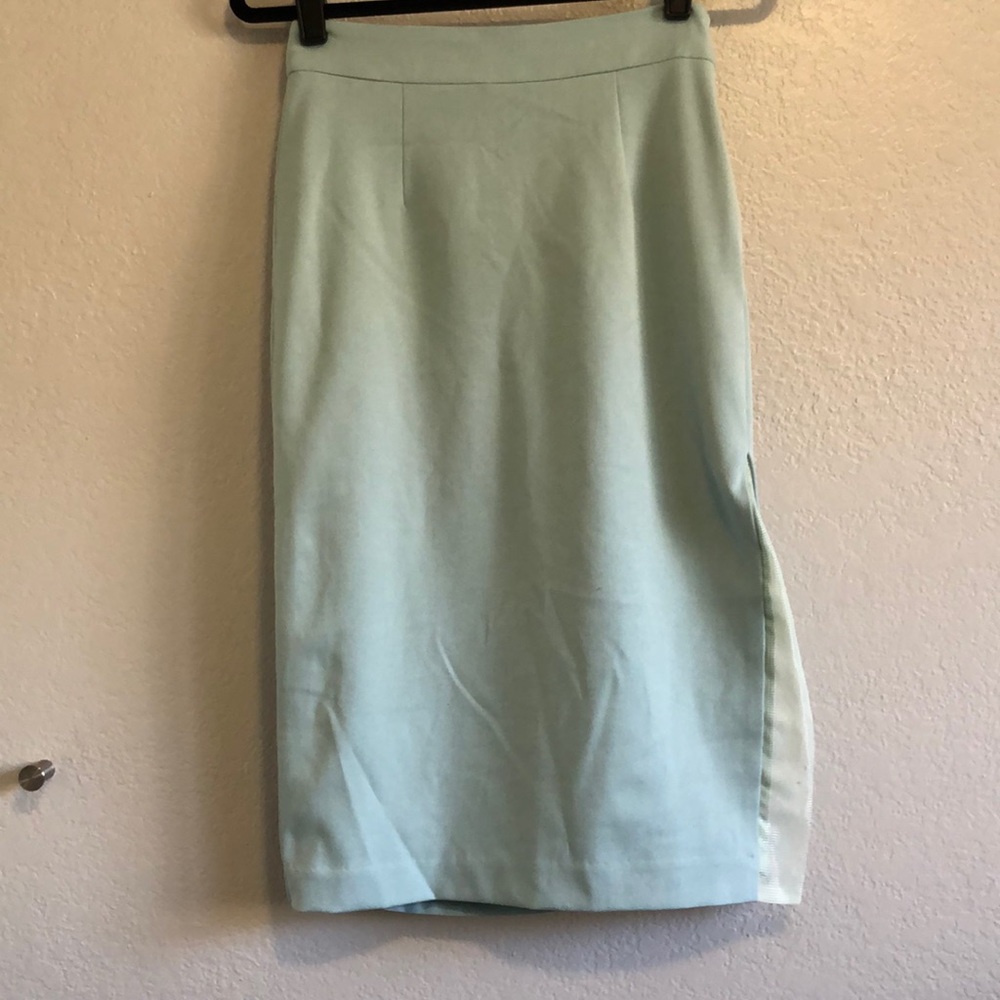Pale blue pencil skirt